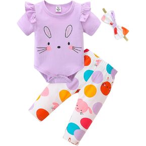 Fullfamous Baby Girl's 3pc Frill Long Sleeve Romper and Pant Set