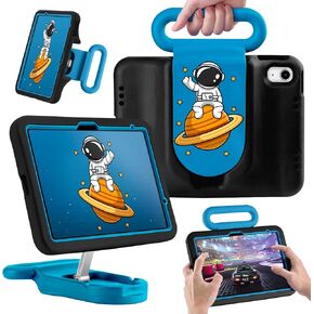 Kids Case for iPad (A16) 11th/10th Generation 11''/10.9'' 2025/2022,Child Friendly Case with Adjustable Stand,Fully-Body Shockproof Protective Cover for iPad Air 11 (M3/M2) 2025/2024.(Black-Blue)