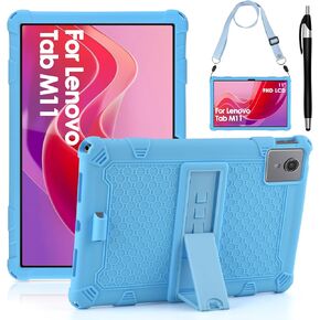DETUOSI Tablet Case Compatible with Lenovo Tab M11/ K11 LTE 11 inch (TB-330FU/330XU), Multi Angle Silicone Protective Cover for Lenovo Tab M11, Rose Red & Purple