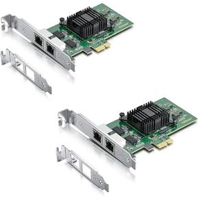 H!Fiber Gigabit Dual NIC with Intel 82576 Chip, 1Gb Network Card Compare to Intel E1G42ET NIC, 2 RJ45 Ports, PCI Express 2.0 X1, Ethernet Card with Low Profile for Windows/Windows Server/Linux, 2 Pack