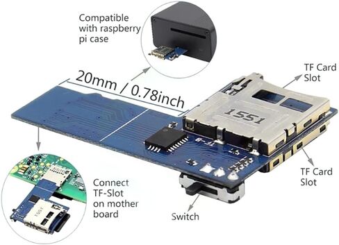JMT Dual TF Card Adapter Memory Board Dual System Switcher 2 in 1 TF Micro SD Card Adapter 3B+/3B/2B/B+ متوافق مع Raspberry PI (1Piece) in Kuwait