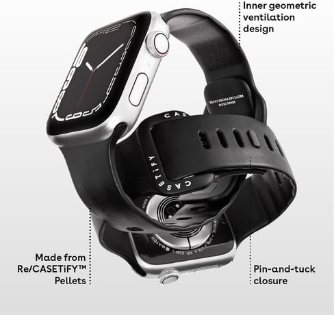 CASETiFY Impact Watch Band [Premium Soft Flexible Material] Compatible with Apple Watch Series 1-9, SE, Ultra - 38mm/40mm/41mm/42mm/44mm/45mm/49mm - Black in Saudi Arabia
