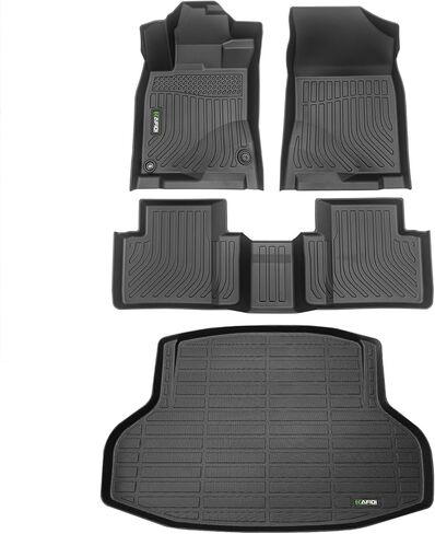 مجموعة سجادات الأرضية وبطانة الحمولة من HAFIDI® مناسبة لـ 2022 2023 2024 2025 Honda Civic Sedan فقط (Civic Sedan فقط، وليس للهاتشباك) مجموعة كاملة من بطانات الأرضية للسيارة من TPE ملحقات مخصصة - أسود in Kuwait