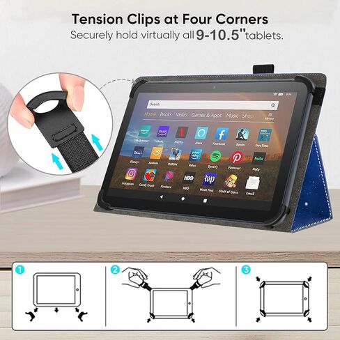 Universal 10 10.1 inch Android Tablet Case ، غطاء محامل قابلة للطي نحيف لجميع حالة اللوح التي تعمل باللمس 9 "-10.5" مع حامل القلم القلم ، STARRY SKY 04 in Kuwait