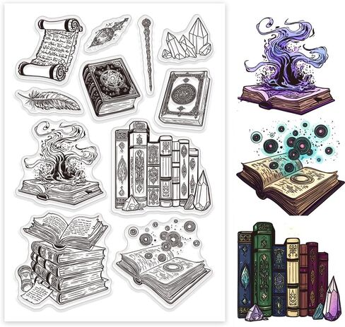 GLOBLELAND Witchcraft Magical Clear Stamps for DIY Scrapbooking Journals Decorative Cards Making Halloween Magic Cat Silicone Clear Stamp Seals for Halloween Witch's Day in Saudi Arabia