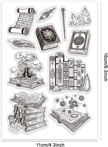 GLOBLELAND Witchcraft Magical Clear Stamps for DIY Scrapbooking Journals Decorative Cards Making Halloween Magic Cat Silicone Clear Stamp Seals for Halloween Witch's Day in Saudi Arabia