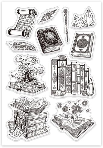 GLOBLELAND Witchcraft Magical Clear Stamps for DIY Scrapbooking Journals Decorative Cards Making Halloween Magic Cat Silicone Clear Stamp Seals for Halloween Witch's Day in Saudi Arabia