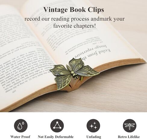 Vintage Bookmark Free Your Hands, Metal Book Marker Clip Effortlessly Hold Open Your Journal While Writing Perfect Gift for Book Lovers, Writers, and Readers Page Holder (Dragonfly) in Saudi Arabia