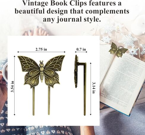 Vintage Bookmark Free Your Hands, Metal Book Marker Clip Effortlessly Hold Open Your Journal While Writing Perfect Gift for Book Lovers, Writers, and Readers Page Holder (Dragonfly) in Saudi Arabia