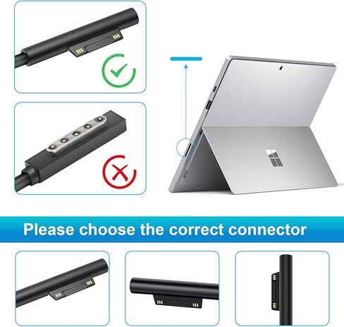 شراء الشاحن 65W الشاحن لـ Surface Pro 3/4/5/6/7 محول إمدادات الطاقة ، متوافق مع Microsoft Surface Book Labtop/Tablet ، يعمل مع 65W و 44W و 36W و 24W و 24W in Kuwait