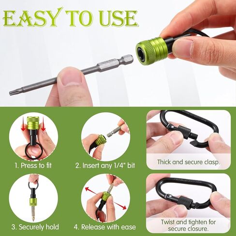 18 Pcs Drill Bit Holder Keychains 3 Pcs 1/4 3/8 1/2" Socket Portable Hex Shank Bit Holders Attachment Adapter and Tightenable Lock Totally 24 Pcs Gadgets for Tools Improvement (Orange) in Kuwait