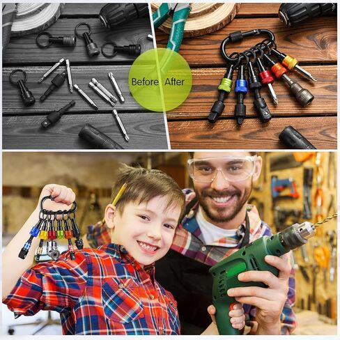 18 Pcs Drill Bit Holder Keychains 3 Pcs 1/4 3/8 1/2" Socket Portable Hex Shank Bit Holders Attachment Adapter and Tightenable Lock Totally 24 Pcs Gadgets for Tools Improvement (Orange) in Kuwait