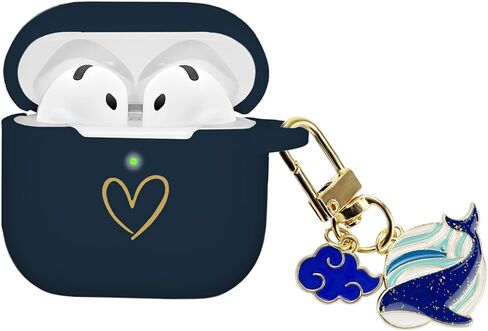 Compatible with AirPods 4 Case Cover 2024, Soft Silicone Case with Gold Heart Pattern for AirPods 4th Generation Case with Cute Pendant Keychain for Girls Women (Burgundy) in Kuwait