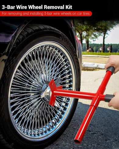 Manual Wire Wheel Lowrider Knock Off Tool with Bar, Wire Wheels Removal and Installation Tools, Fit for Dayton Luxor Zenith China 2 Bar in Kuwait