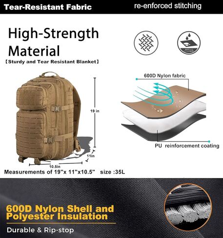 Military Tactical Backpack for Men 35L Small Molle System Water Resistant 3 Day Survival Assault Pack for Bug Out Bag Rucksack Travel Hiking Camping Gym Range Trekking Hunting Sport Work (Black) in Kuwait