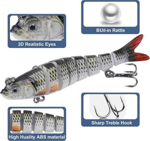 Multi Jointed Swimbait Fishing Lures Bait Equipment Tackle Gear Box for Bass, Fish Kit with Soft Lures, Anti Bite Steel Fishing Line, Catfish, Trout, Accessories Tools, Gifts for Men in Saudi Arabia