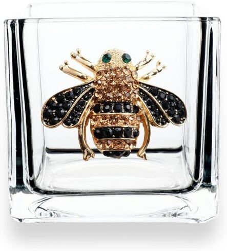 THE QUEENS' JEWELS Flamingo Jeweled 4x4 Candle Holder Vase - Unique Gift for Women, Birthday, Cute, Fun, Cocktail, Queen, Not Painted, Decorated, Bling, Bedazzled, Rhinestone in Saudi Arabia