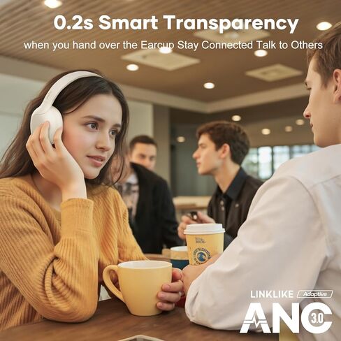 سماعات رأس HS1 Hybrid Active Noise Cancelling، سماعات رأس بلوتوث لاسلكية فوق الأذن، صوت عالي الدقة، وقت تشغيل 100 ساعة، ملاءمة مريحة، استخدام مستقل، تحكم فريد باللمس للتنقل أثناء العمل في الدراسة in Kuwait