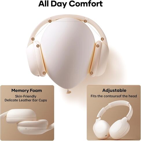 سماعات رأس HS1 Hybrid Active Noise Cancelling، سماعات رأس بلوتوث لاسلكية فوق الأذن، صوت عالي الدقة، وقت تشغيل 100 ساعة، ملاءمة مريحة، استخدام مستقل، تحكم فريد باللمس للتنقل أثناء العمل في الدراسة in Kuwait