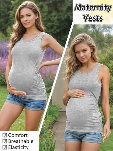 PARNIXS Summer Women's Maternity Tank Top Comfy Sleeveless Maternity Clothes in Saudi Arabia