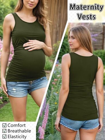 PARNIXS Summer Women's Maternity Tank Top Comfy Sleeveless Maternity Clothes in Saudi Arabia