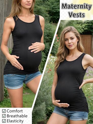 PARNIXS Summer Women's Maternity Tank Top Comfy Sleeveless Maternity Clothes in Saudi Arabia