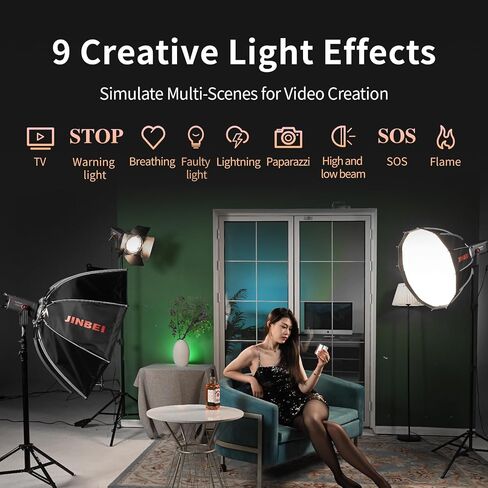 JL-160 160W COB Led Video Light, 5500K±150K Daylight Bowens Mount,Ra>97 SSI>91, 9 Lighting Effects,Continuous Output Lighting for Studio/Photography/Video Recording with APP Control in Saudi Arabia