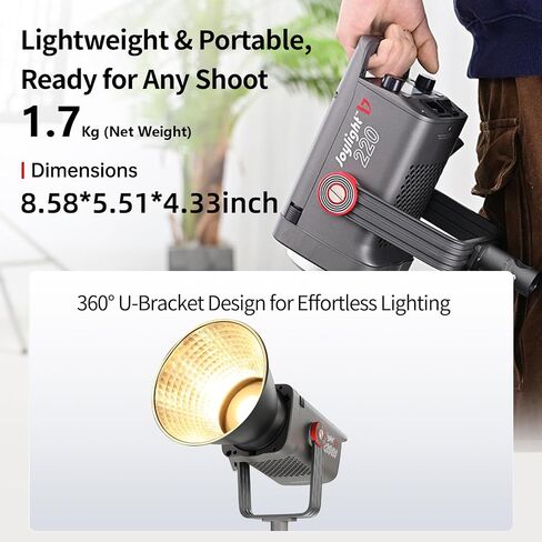 JL-160 160W COB Led Video Light, 5500K±150K Daylight Bowens Mount,Ra>97 SSI>91, 9 Lighting Effects,Continuous Output Lighting for Studio/Photography/Video Recording with APP Control in Saudi Arabia
