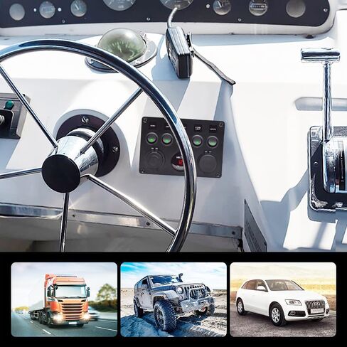 5 Gang Switch Panel 12 Volt ON-Off Switch Panel Blue LED with Inline Fuse QC 3.0 USB and Type-C Charger Socket Digital Voltmeter 12V Cigarette Lighter Socket for Marine Boat Car in Saudi Arabia