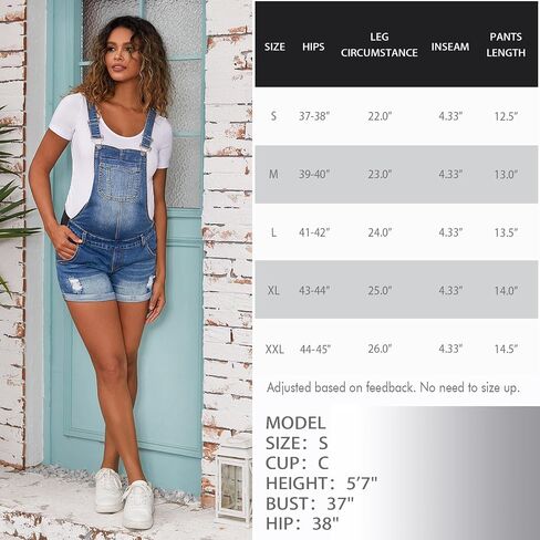 Bhome Maternity Overall Shorts Summer Maternity Denim Short Jeans Bib Overall Adjustable Buckle Straps in Saudi Arabia