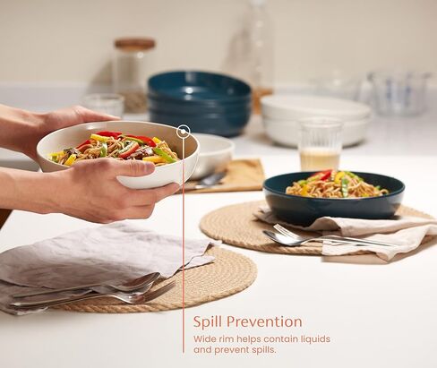 مجموعة أوعية المعكرونة السيراميكية من كوك، للحساء والسلطات، أوعية التقديم، سعة كبيرة، آمنة للاستخدام في الميكروويف وغسالة الأطباق، مجموعة من 4 قطع، 40 مل in Kuwait