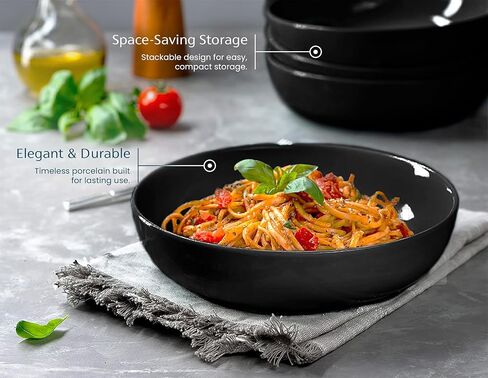 مجموعة أوعية المعكرونة السيراميكية من كوك، للحساء والسلطات، أوعية التقديم، سعة كبيرة، آمنة للاستخدام في الميكروويف وغسالة الأطباق، مجموعة من 4 قطع، 40 مل in Kuwait