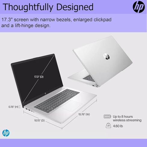 HP 17.3" Laptop, Intel i5-1135G7 Processor, 64GB RAM, 1TB SSD, IPS Full HD Display, HDMI, USB-Type C, Intel Iris Xe Graphics, Windows 11 Home, Silver in Kuwait
