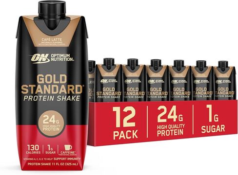 Optimum Nutrition Gold Standard Protein Shake, 24g Protein, Ready to Drink Protein Shake, Gluten Free, Vitamin C for Immune Support, Chocolate, 11 Fl Oz, Pack of 4 (Packaging May Vary) in Kuwait