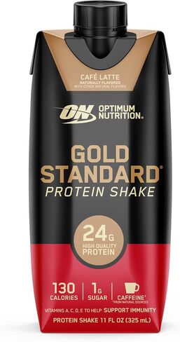 Optimum Nutrition Gold Standard Protein Shake, 24g Protein, Ready to Drink Protein Shake, Gluten Free, Vitamin C for Immune Support, Chocolate, 11 Fl Oz, Pack of 4 (Packaging May Vary) in Kuwait