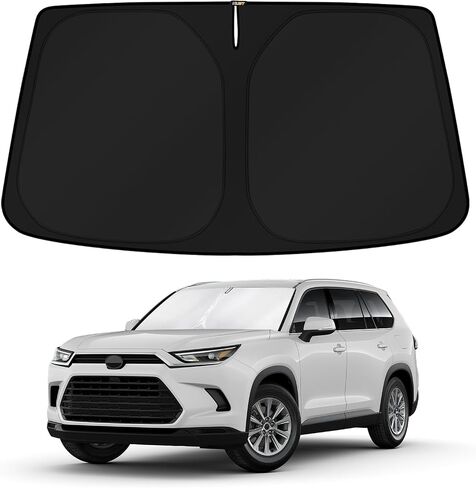 KUST Windshield Shade Custom Fit for Toyota Grand Highlander 2024 Sun Shade Front Windshield Sun Visor Foldable Thicker 5-Layer Block Heat and Sun UV Rays in Saudi Arabia