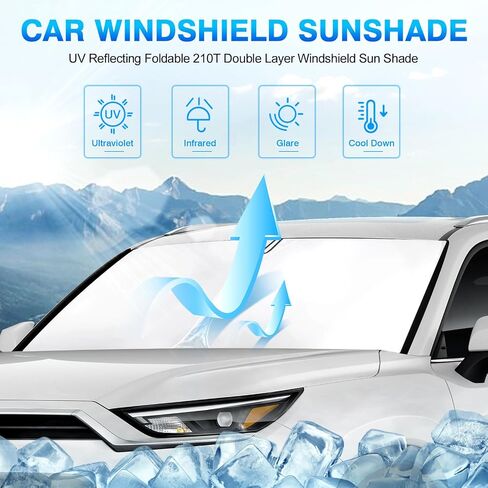 KUST Windshield Shade Custom Fit for Toyota Grand Highlander 2024 Sun Shade Front Windshield Sun Visor Foldable Thicker 5-Layer Block Heat and Sun UV Rays in Saudi Arabia