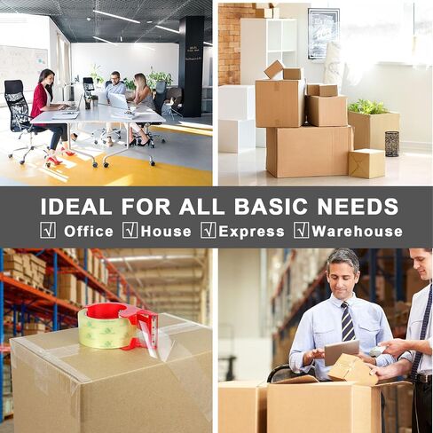 BOMEI PACK White Packing Tape with Dispenser, 2.4 Mil 1.88 Inch x 60 Yards, 6 Refills Rolls White Tape for Box Moving, Shipping and Packaging in Saudi Arabia