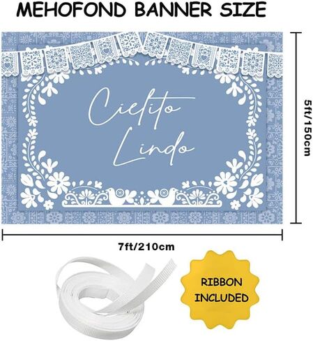 MEHOFOND 7x5ft Cielito Lindo Baby Shower Backdrop Dusty Blue Cielito Lindo Baby Shower Photography Background Mexican Talavera Wedding Party Decorations Banner Photo Supplie in Saudi Arabia