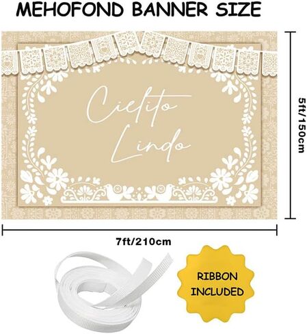 MEHOFOND 7x5ft Cielito Lindo Baby Shower Backdrop Dusty Blue Cielito Lindo Baby Shower Photography Background Mexican Talavera Wedding Party Decorations Banner Photo Supplie in Saudi Arabia