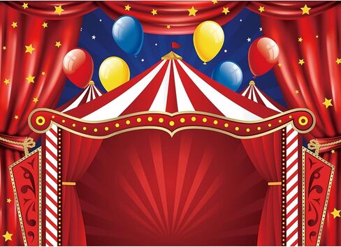 Red Circus Tent Backdrop Big Top Carnival Themed Birthday Party Photo Background Newborn Baby Shower Photography Booths Banner Decorations Supplies 7x5ft in Saudi Arabia