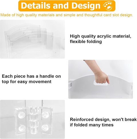 Acrylic Dog Gate for The House 6 Panel 120" W x 24" H Foldable Dog Playpen Indoor with Handles, Free-Standing Pet Gates Clear Dog Pen for Dogs Puppy Cat Rabbit Accessories with Door in Saudi Arabia