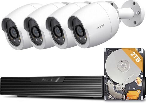 ARENTI 8MP 4K Outdoor Security Camera - PoE IP Surveillance Camera with AI Human/Vehicle/Pet Detection, 110° Wide Angle, 32ft Full Color Night Vision, 4mm Lens, IP66 Weatherproof for Home Security in Kuwait