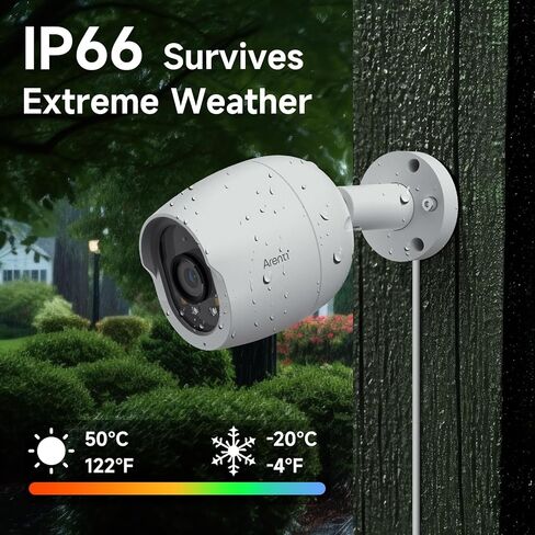 ARENTI 8MP 4K Outdoor Security Camera - PoE IP Surveillance Camera with AI Human/Vehicle/Pet Detection, 110° Wide Angle, 32ft Full Color Night Vision, 4mm Lens, IP66 Weatherproof for Home Security in Kuwait