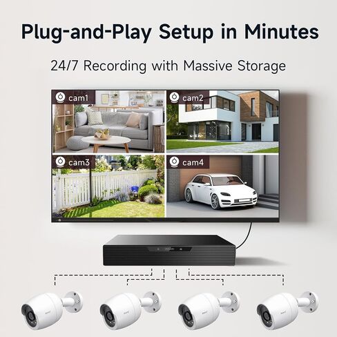 ARENTI 8MP 4K Outdoor Security Camera - PoE IP Surveillance Camera with AI Human/Vehicle/Pet Detection, 110° Wide Angle, 32ft Full Color Night Vision, 4mm Lens, IP66 Weatherproof for Home Security in Kuwait