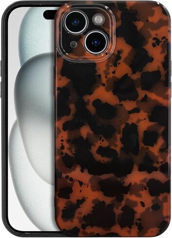 حالة الهاتف لـ iPhone 15 ، أزياء Tortoiseshell TPU Slim Lightweight Wover for Women ، Srop Protection Srockproof Protction حامل (لـ iPhone 15) براون in Kuwait