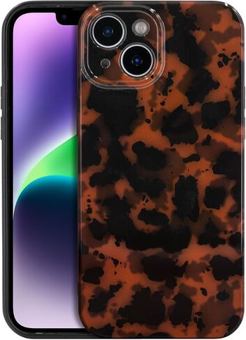 حالة الهاتف لـ iPhone 15 ، أزياء Tortoiseshell TPU Slim Lightweight Wover for Women ، Srop Protection Srockproof Protction حامل (لـ iPhone 15) براون in Kuwait