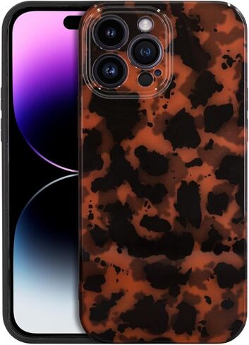 Phone Case for iPhone 15, Fashion Tortoiseshell TPU Slim Lightweight Phone Cover for Women, Drop Protection Shockproof Protective Phone Holder (for iPhone 15) Brown in Kuwait