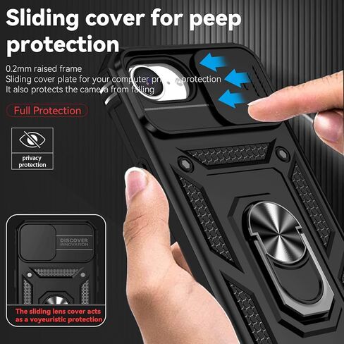 بالنسبة لحالة iPhone 16E ، مع حامي شاشة HD Slide Cover [Grandy Grade 16ft. Drop التي تم اختبار in Kuwait