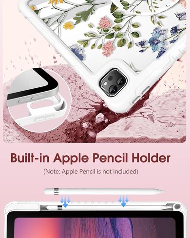 for iPad Pro 12.9 Case for iPad Air 13 Inch M3 2025 & M2 2024 Case - Women Cute Girls with Stand & Pencil Holder Cover Girly Flower Protective for Apple 12.9 inch for iPad Pro Air 13 2024/2025 in Saudi Arabia